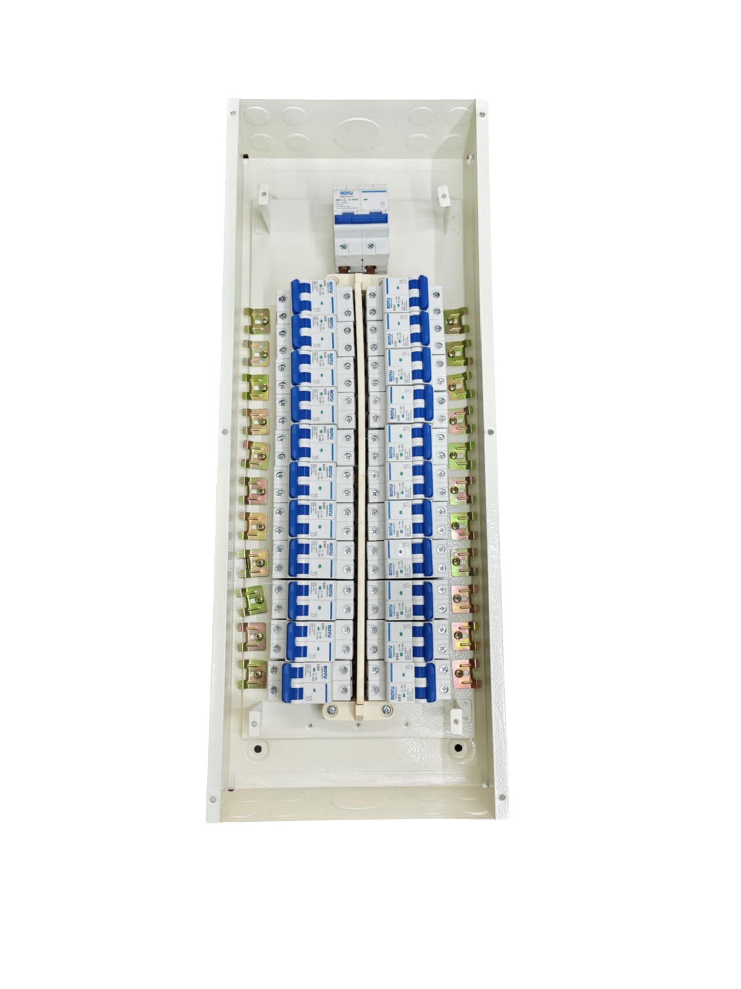 Royu 125A panel board 2 pole electrical circuitry component with multiple circuit breakers