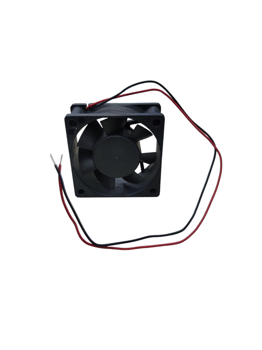 12V DC box fan replacement with black plastic blades and red and black power wires from China