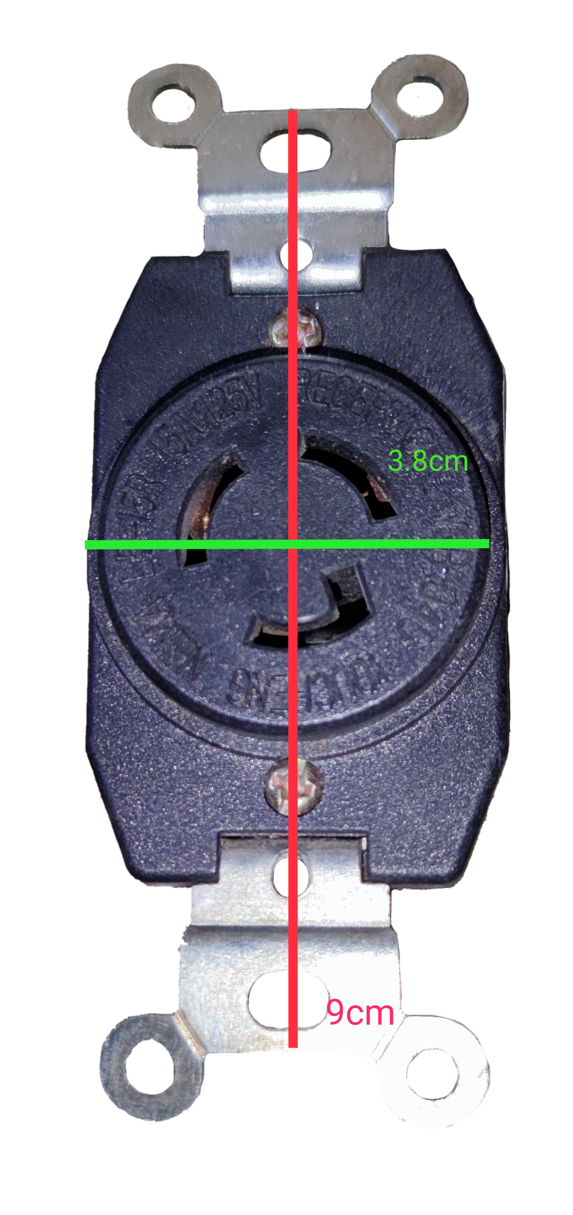 Surer 15A Twist Lock Outlet power point with metal mounting brackets and black housing