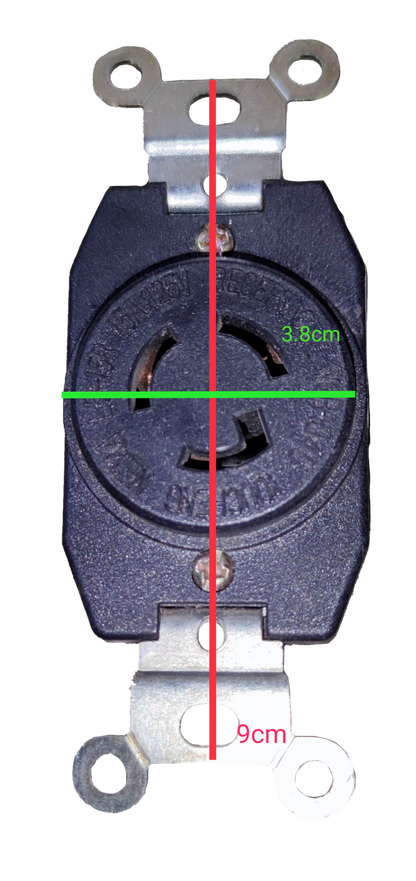 Surer 15A Twist Lock Outlet power point with metal mounting brackets and black housing