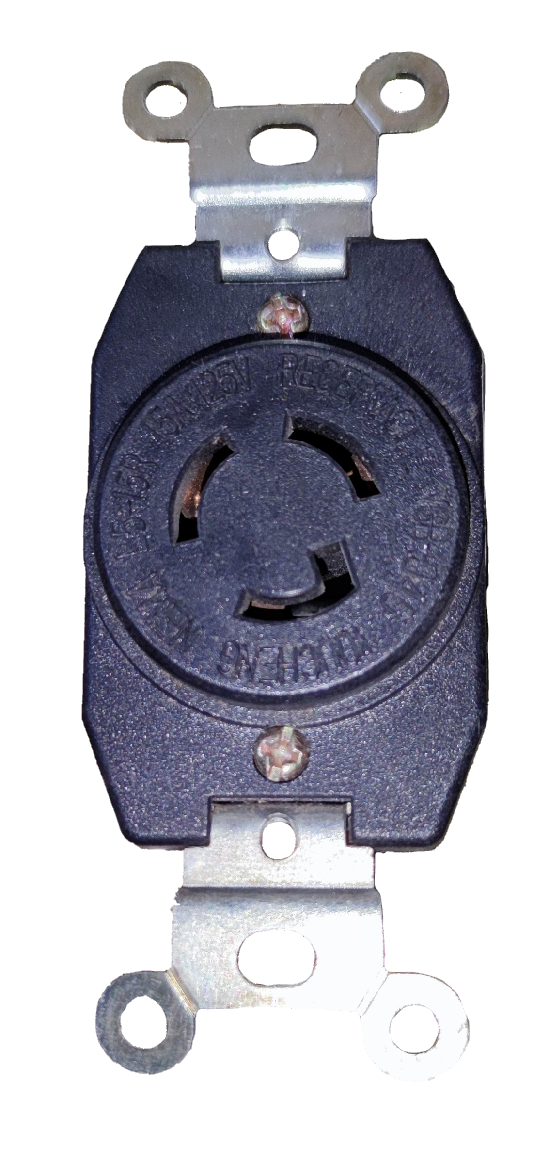 Surer 15A Twist Lock Outlet black power point with metal mounting brackets