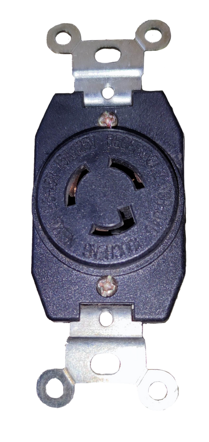 Surer 15A Twist Lock Outlet black power point with metal mounting brackets