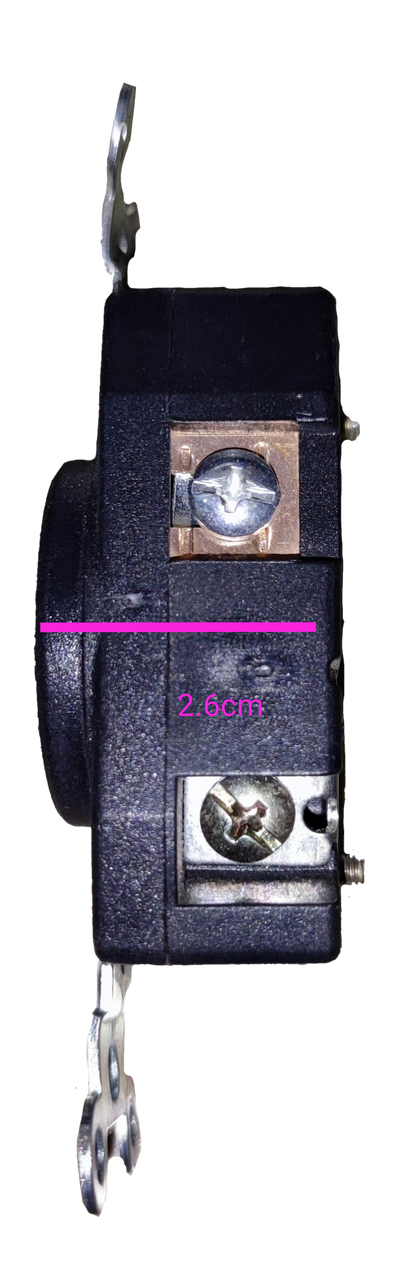 Surer 15A Twist Lock Outlet side view showing mounting screws and electrical contacts