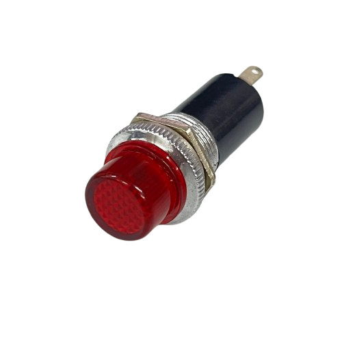 Grippes red 16mm LED indicator lamp 220V with threaded metal bezel and single terminal black housing