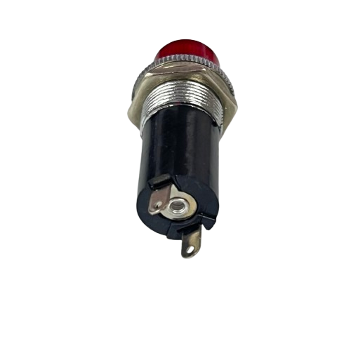 Grippes 16mm LED indicator lamp 220V red lens panel mount with threaded metal bezel and two rear terminals
