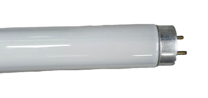 18W T8 UV fluorescent tube 220V white glass tube with metal pins on black background
