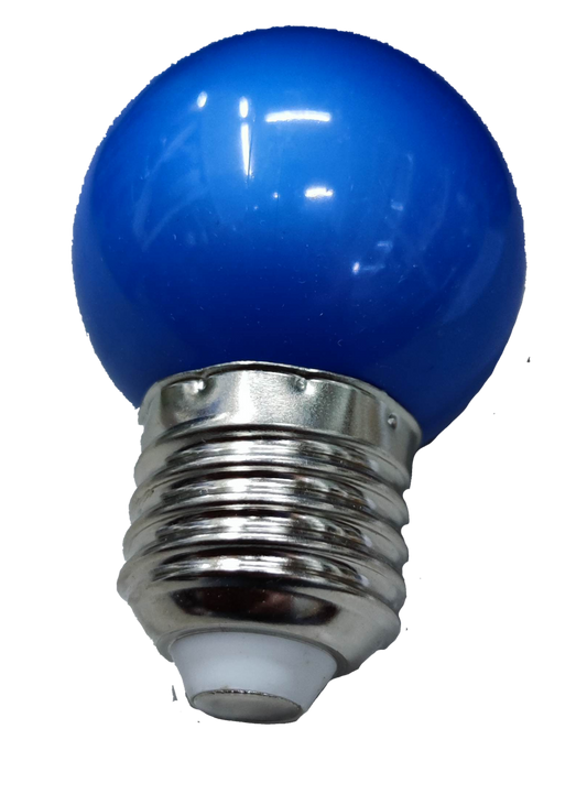 Blue 1W LED Round Bulb E27 220V with metal screw base made in China for decorative lighting