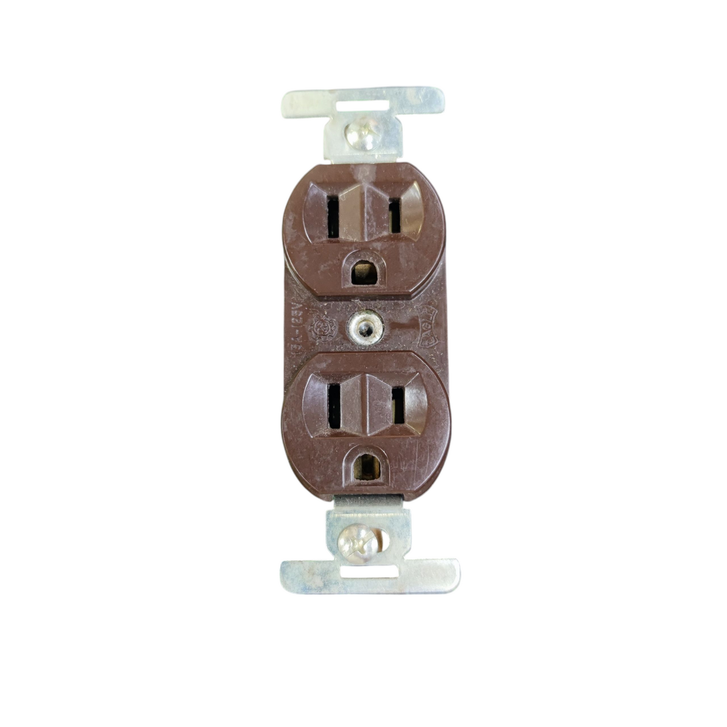 Eagle 2 Gang Flat Pin with Ground 15A brown electrical power outlet for wall installation