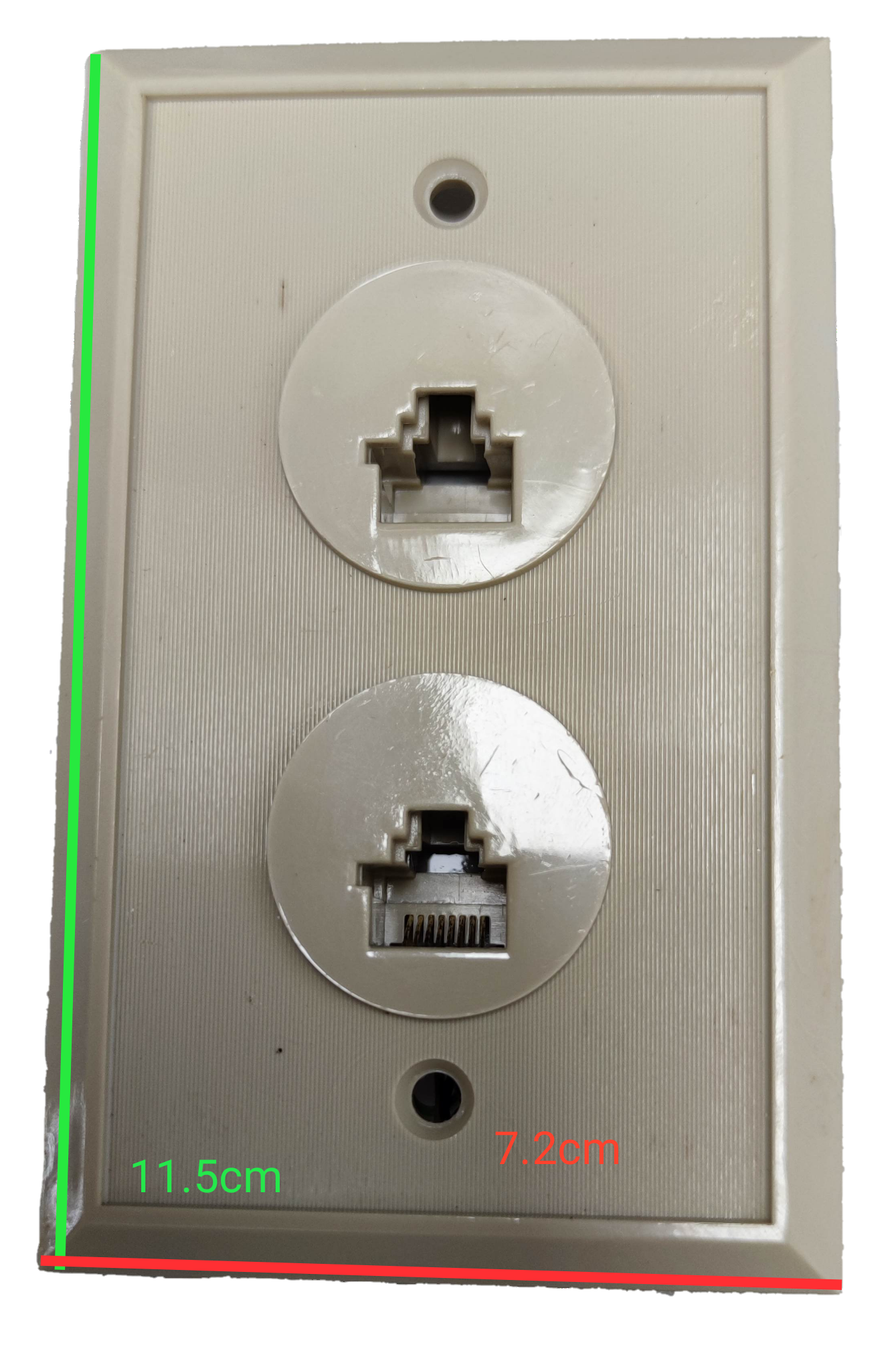 White 2 gang LAN outlet with two Ethernet ports for network connectivity in electrical circuitry