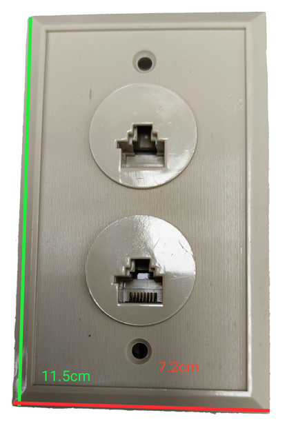 White 2 gang LAN outlet with two Ethernet ports for network connectivity in electrical circuitry