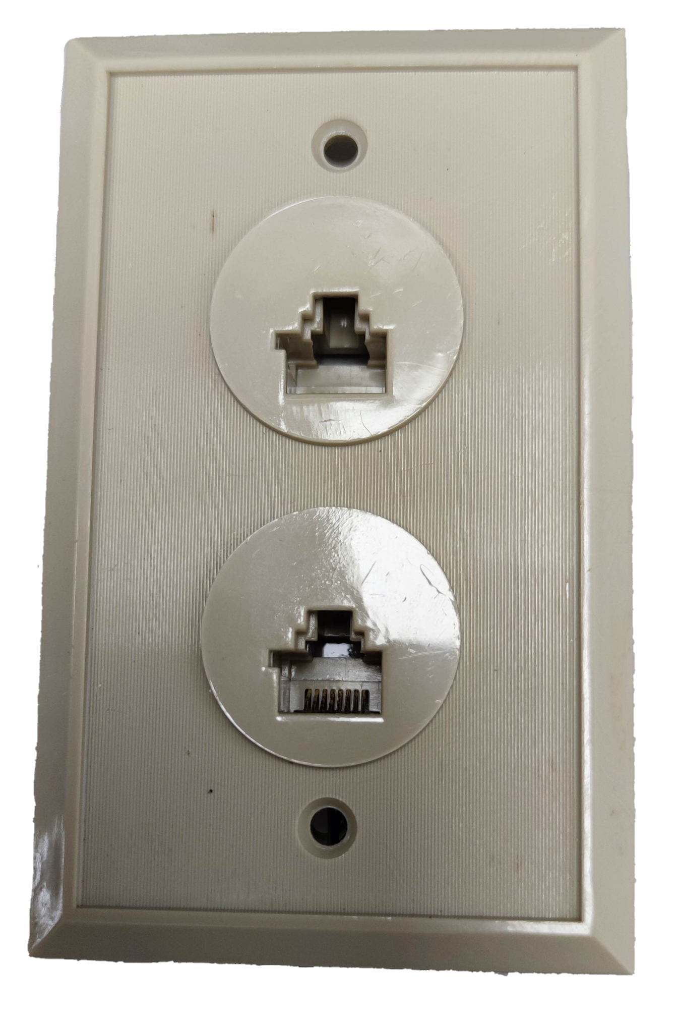 China made 2 gang LAN outlet with two Ethernet ports in white plastic casing