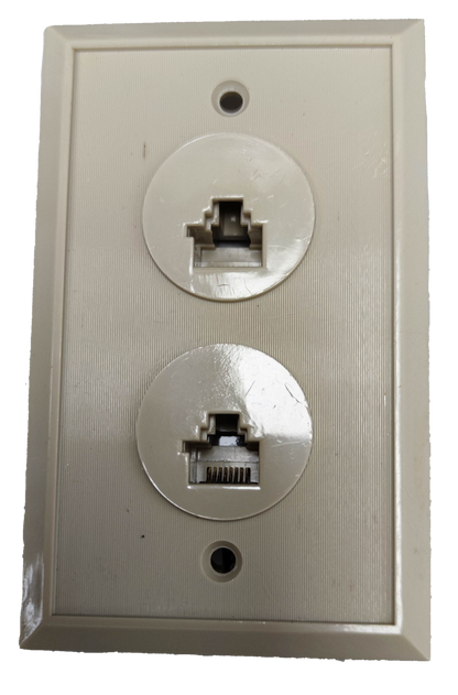 China made 2 gang LAN outlet with two Ethernet ports in white plastic casing