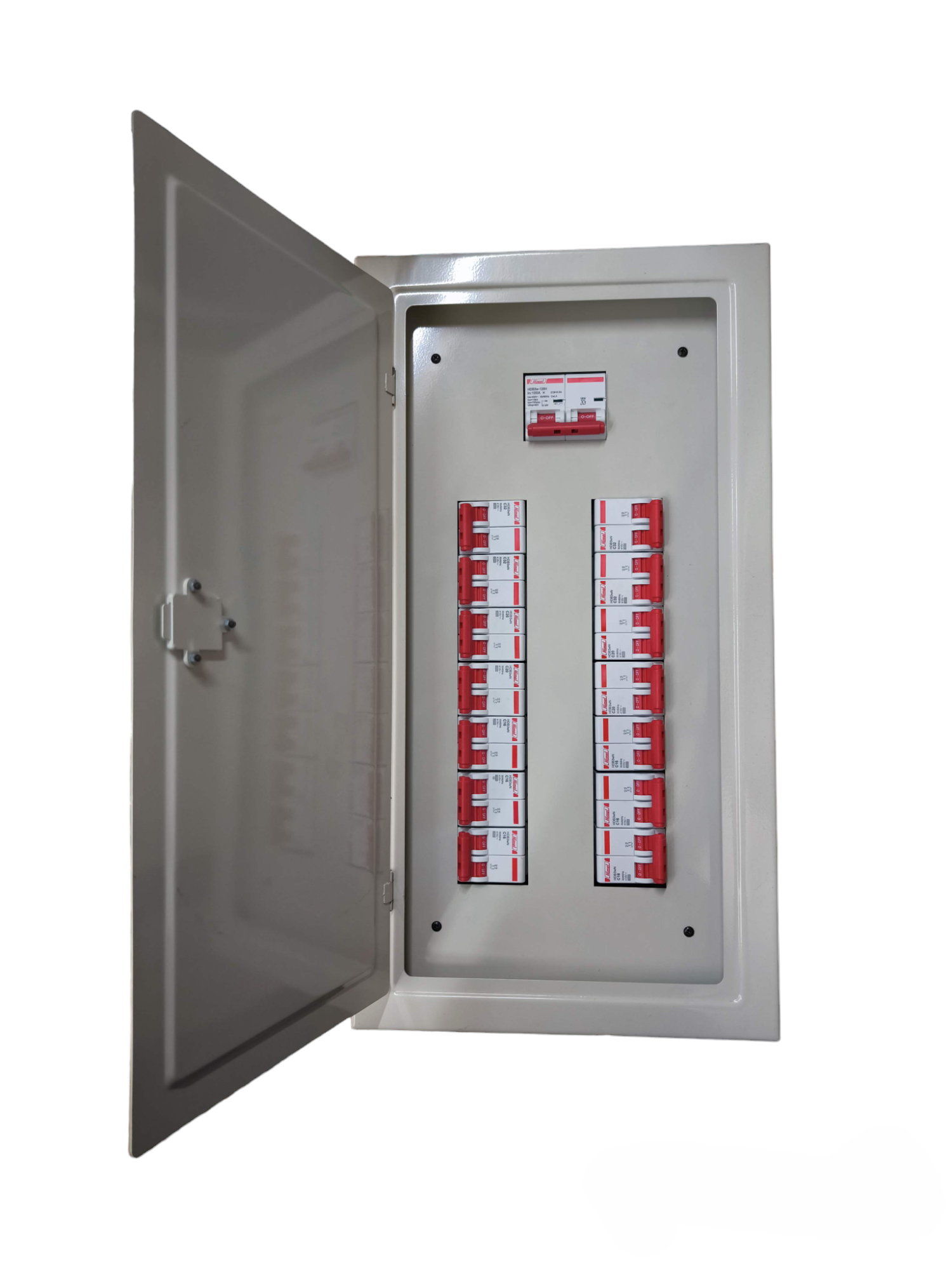 Himel 2 pole main panel board 14 branches with circuit breakers inside metal enclosure