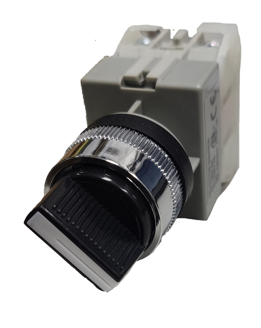 Auspicious 2 position selector switch 22mm with black handle and silver ring for power control