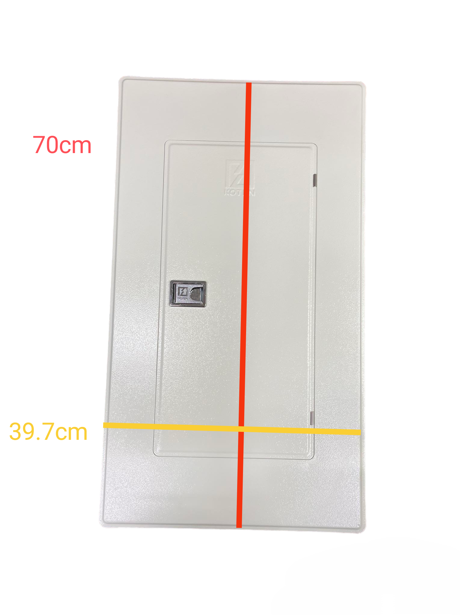 Koten and GE 200A 2 pole panel board with white cover and latch for electrical power distribution