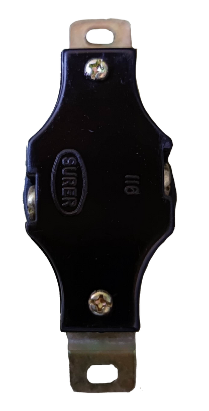 Surer 20A Twist Lock Outlet 2P 250V black electrical power point with metal mounting brackets
