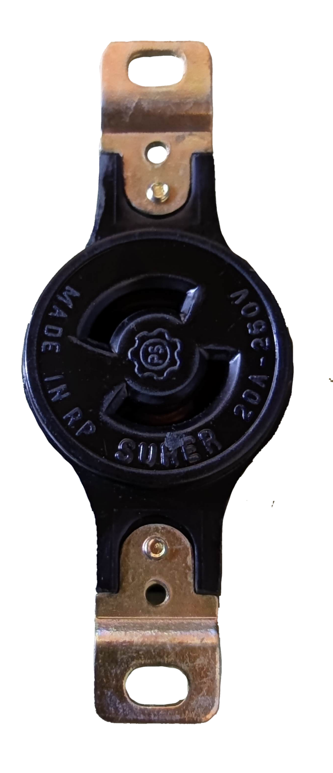 Surer 20A Twist Lock Outlet 2P 250V black power point with metal mounting brackets