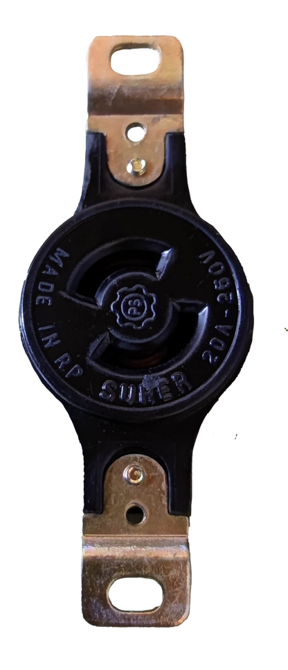 Surer 20A Twist Lock Outlet 2P 250V black power point with metal mounting brackets