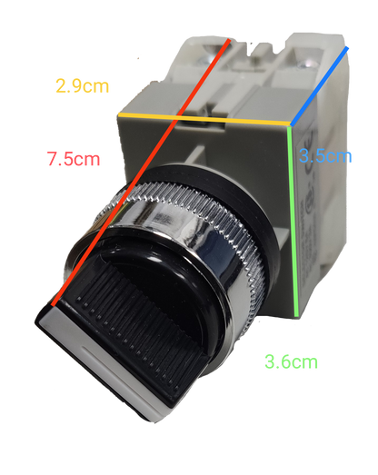 Auspicious 3 position selector switch 22mm with black knob and white base for power points and switches