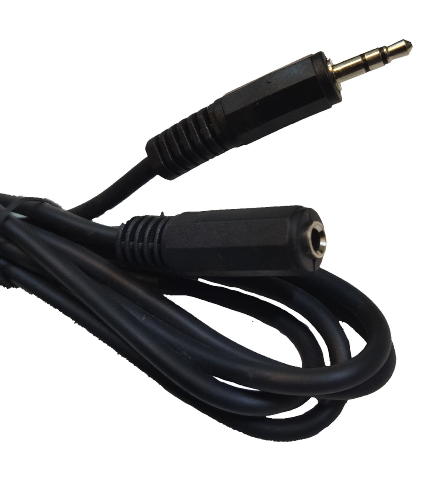 Electx Electrical Supply 3.5mm headphone extension cable with black connectors and flexible cable