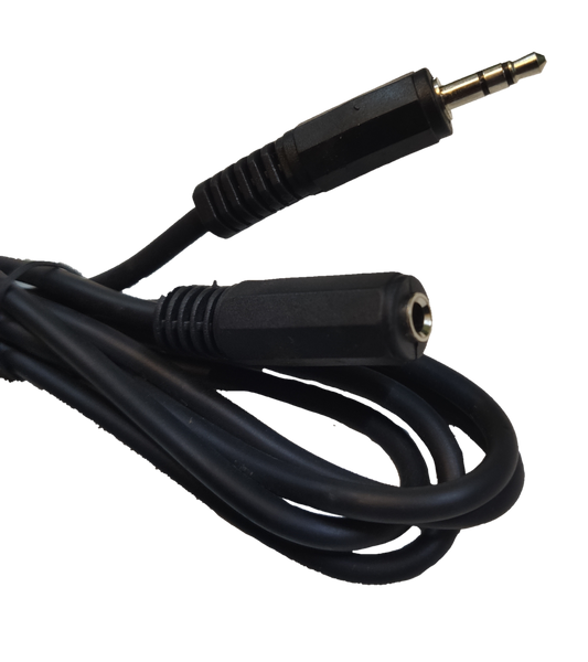 Electx Electrical Supply 3.5mm headphone extension cable with black connectors and flexible cable
