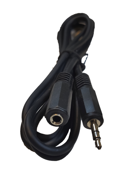 Electx Electrical Supply black 3.5mm headphone extension cable with male and female connectors