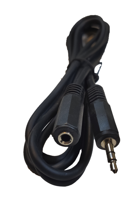 Electx Electrical Supply black 3.5mm headphone extension cable with male and female connectors