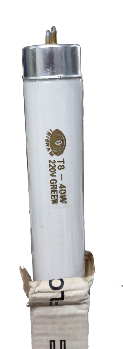 Irisram 36W T8 green fluorescent tube with metal ends and white glass body