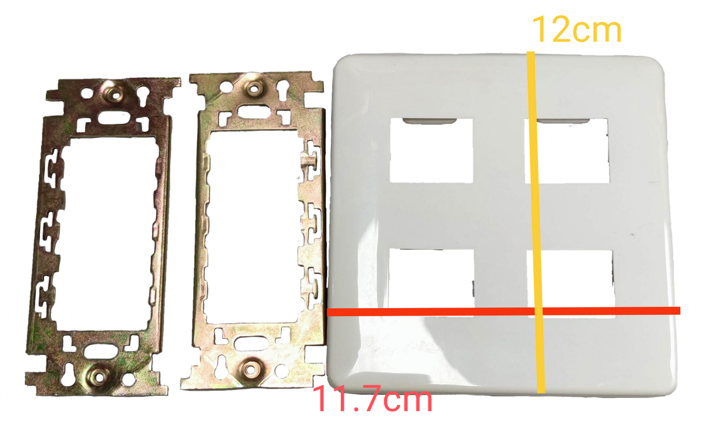 Kopez 4 gang face plate for electrical switches white with metal mounting brackets