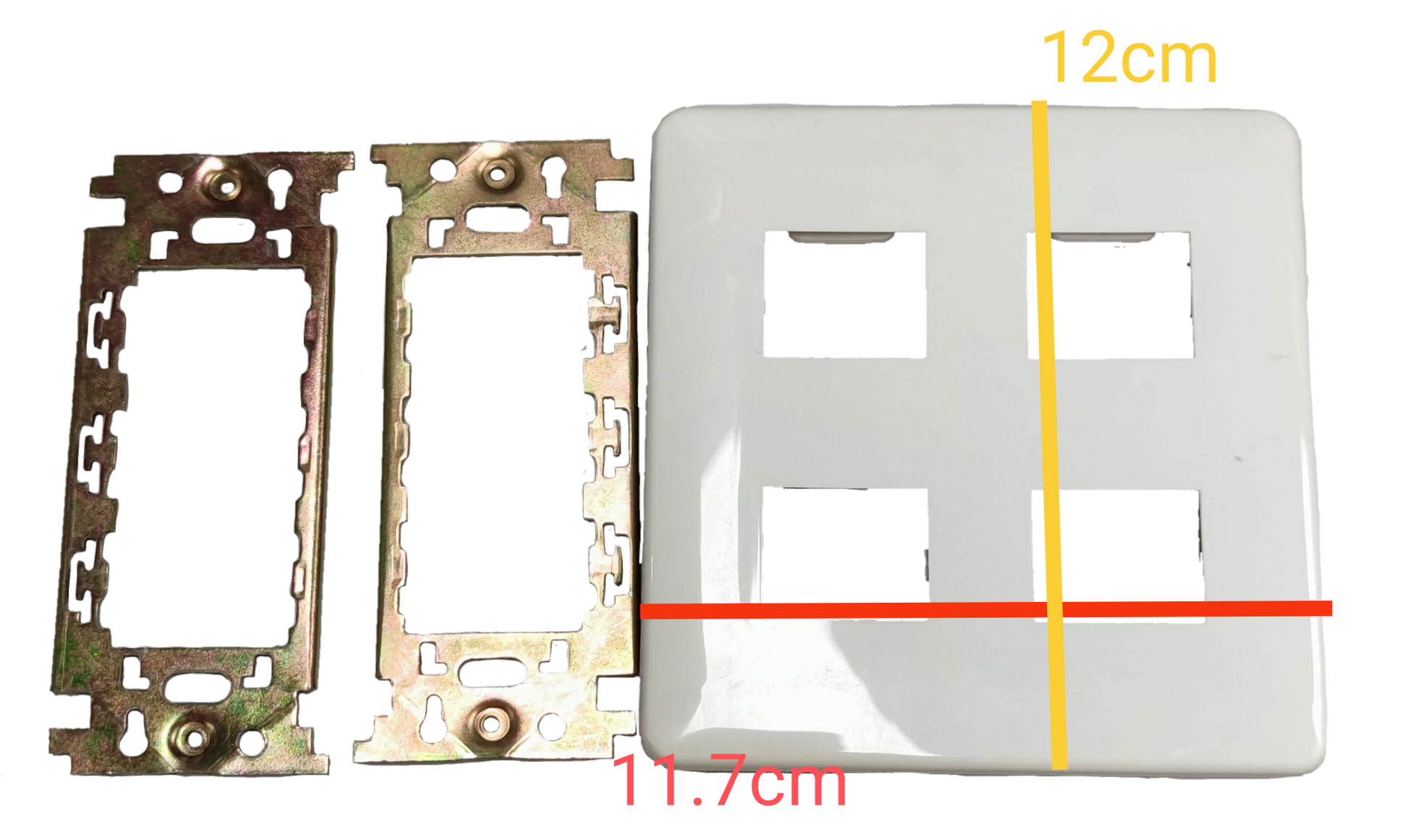 Kopez 4 gang face plate for electrical switches white with metal mounting brackets