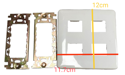 Kopez 4 gang face plate for electrical switches white with metal mounting brackets