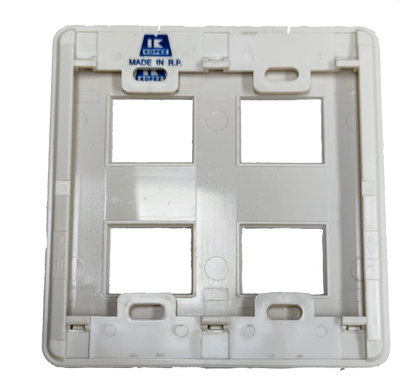Kopez white 4 gang face plate for electrical switches with four rectangular openings