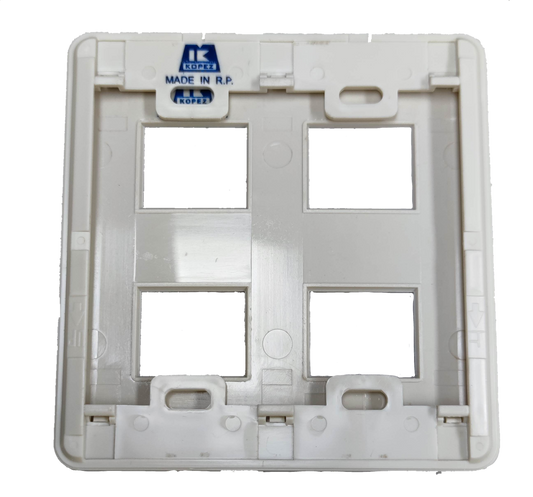 Kopez white 4 gang face plate for electrical switches with four rectangular openings