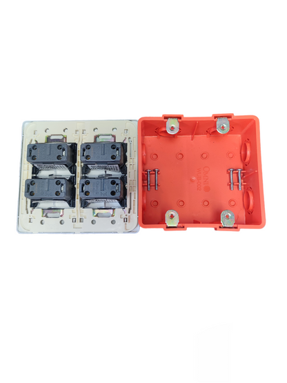 Omni 4 gang illuminated wall switch internal mechanism and orange mounting box parts