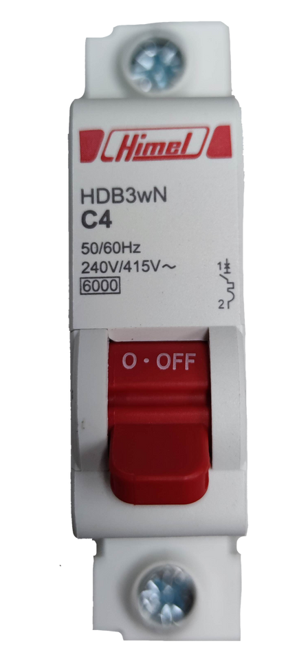 Electx Electrical Supply 4A miniature circuit breaker with red switch and C4 rating