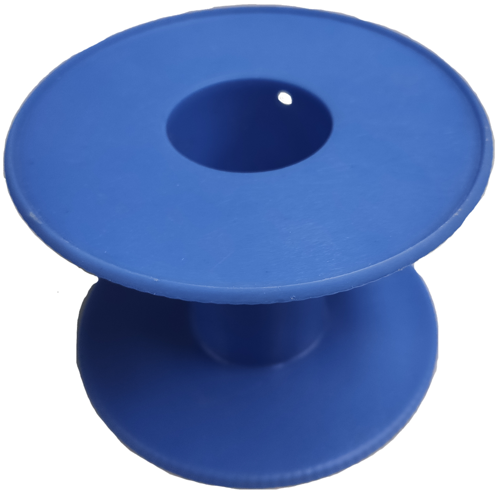 Local handicraft 5 lbs plastic wire spool empty blue reel with wide flanges and center hole