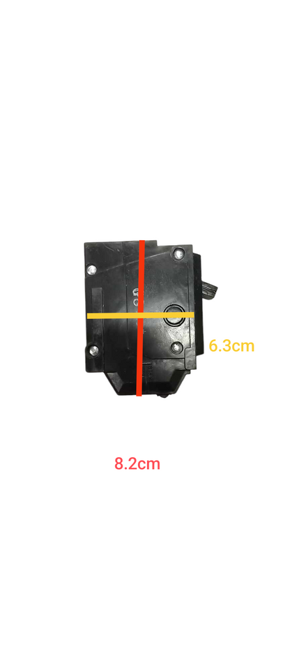 GE 50 amp 1 pole circuit breaker in black with compact design and mounting details