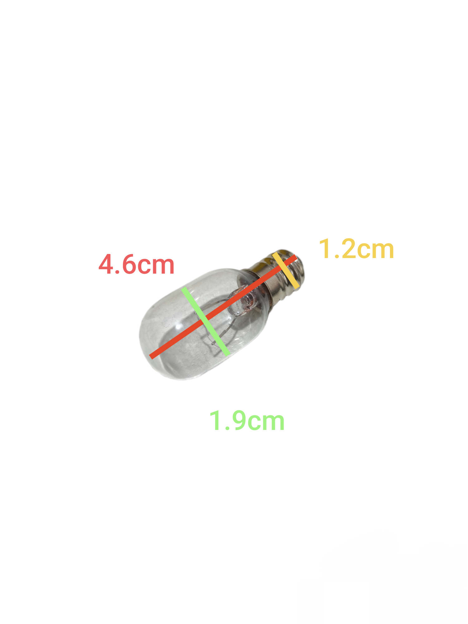 5W E12 machine bulb incandescent bulb from China with measurements shown