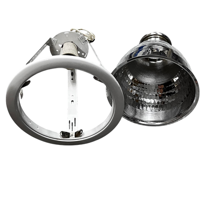 Biglite 6 inch pinlight fixture E27 with reflective interior and mounting frame in silver finish