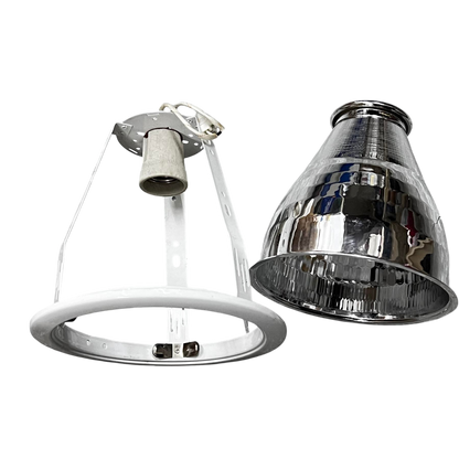 Biglite 6 inch pinlight fixture E27 with white metal frame and reflective silver shade