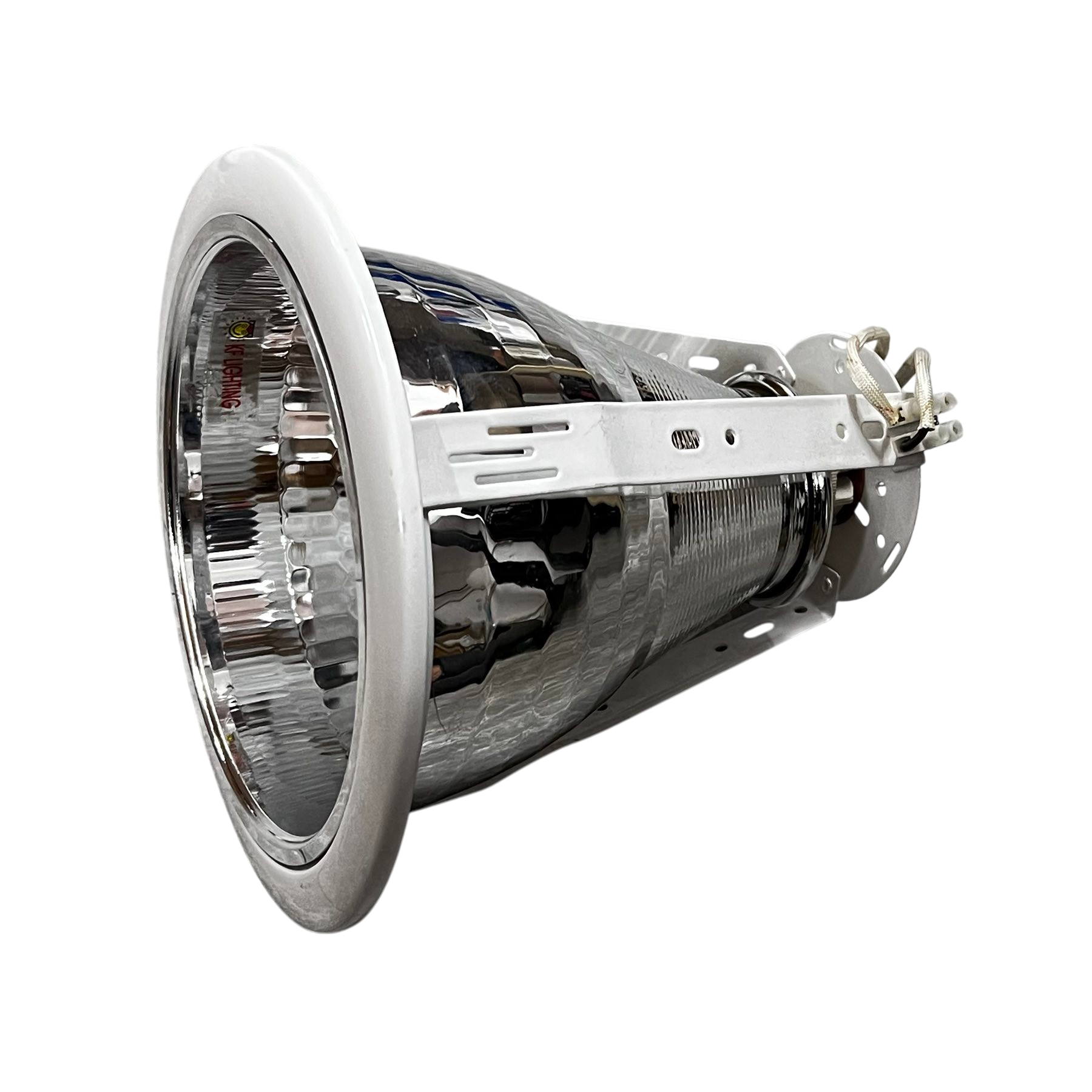 Biglite 6 inch pinlight fixture E27 with a reflective surface and white mounting bracket