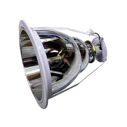 Biglite 8 inch E27 pinlight fixture with reflective metal housing and white mounting bracket