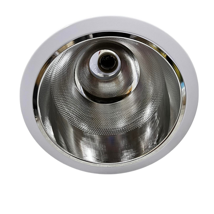 Biglite 8 inch E27 pinlight fixture with reflective silver interior and white outer ring