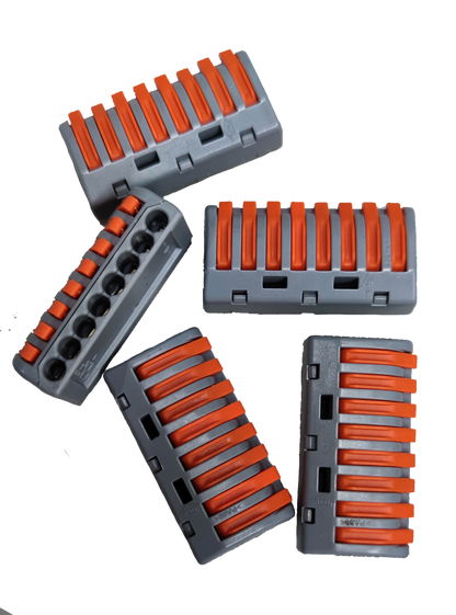 8 way wire connector electrical parts with gray body and orange levers for secure wiring connections