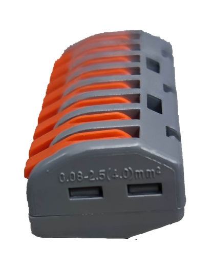 Gray and orange 8 way wire connector for electrical circuitry and parts from China