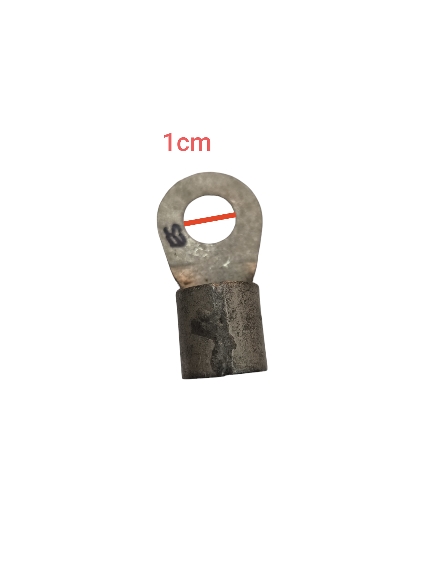 Electx Electrical Supply 80mm crimp terminal lug with a one centimeter hole for electrical connections