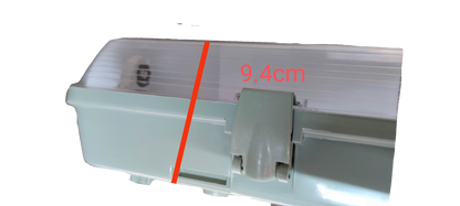 Opple and Firefly 8W LED weatherproof fluorescent light side view showing 9.4 cm width for lighting installation accessories