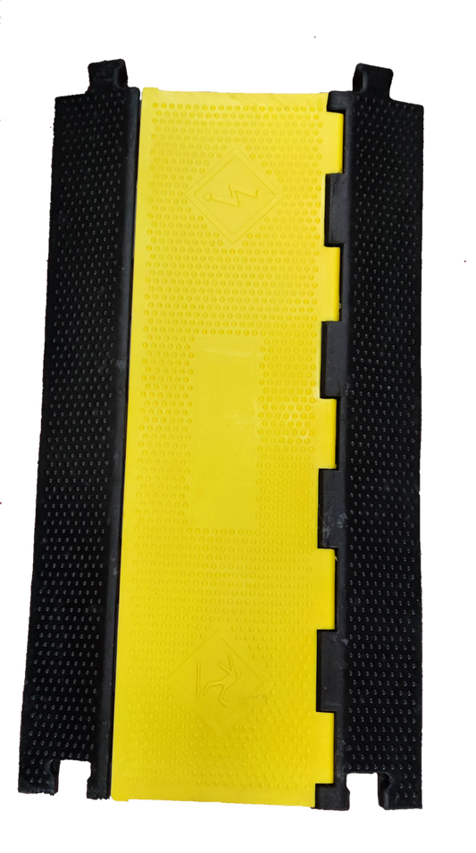 Grippes Cable Ramp Protector 5 Channel with black sides and yellow top cover for cable management