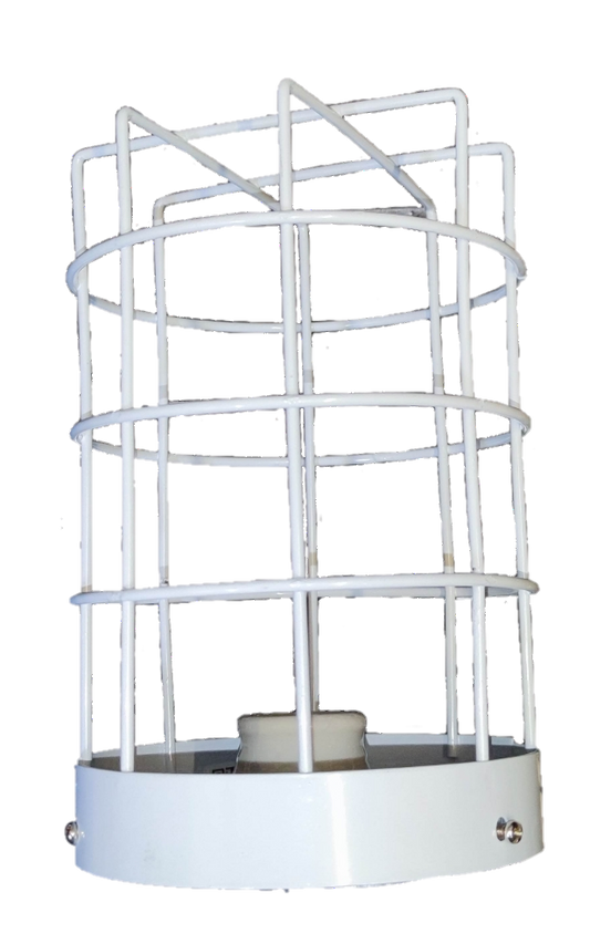 Amco white metal E27 lamp guard 16 cm cage style protective lighting accessory