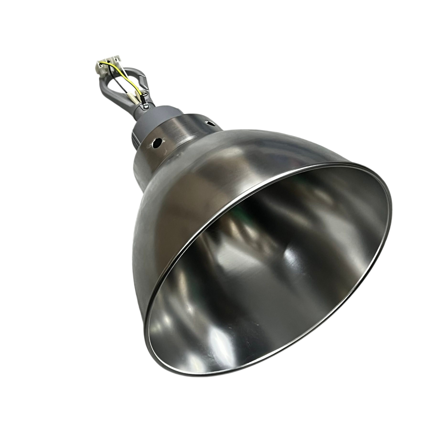 Biglite E27 socket hanging reflector with metallic finish for industrial and home lighting installation